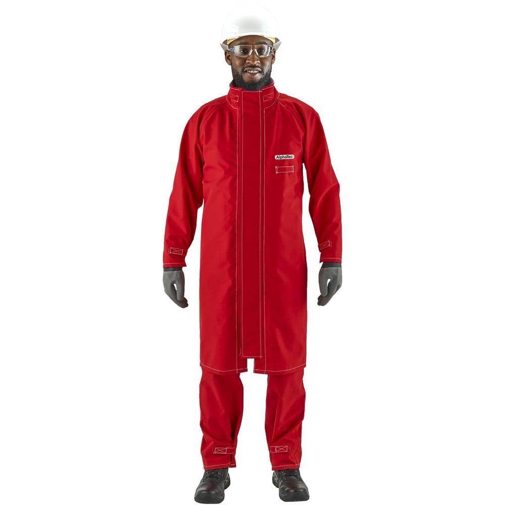 Rain & Chemical Resistant  Coat:  2X-Large,  Red,  46" Chest,  Polyester