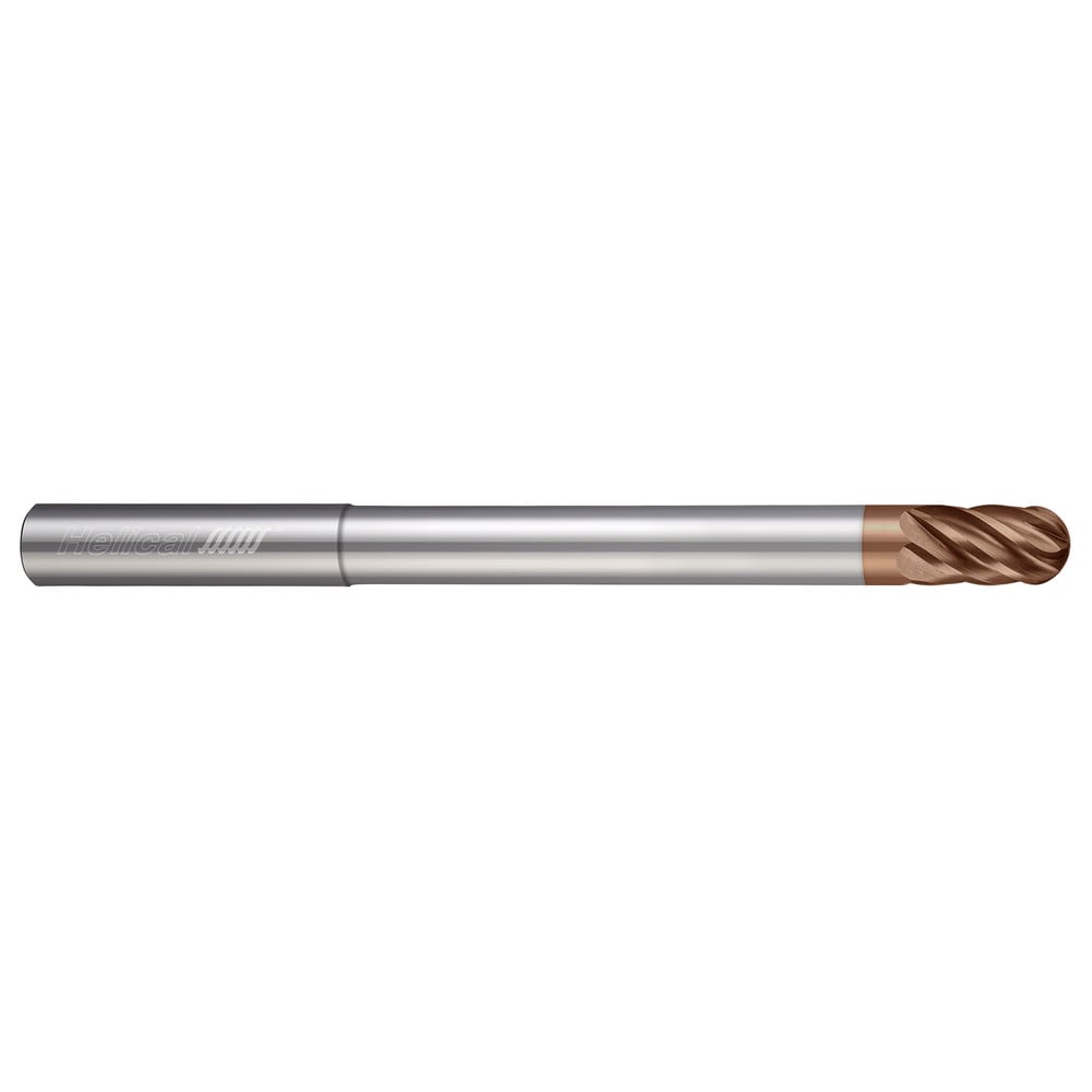 Ball End Mill: 1/4" Dia, 3/8" LOC, 6 Flute, Solid Carbide