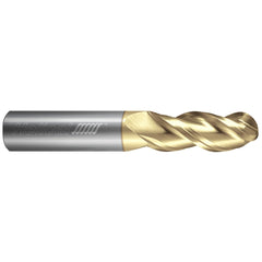 Ball End Mill: 1/4" Dia, 3/8" LOC, 3 Flute, Solid Carbide