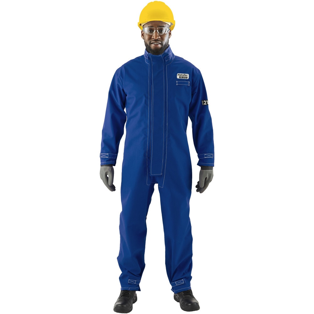 Non-Disposable Rain & Chemical-Resistant Coveralls: Chemical, Size 5X-Large, Blue, Nomex