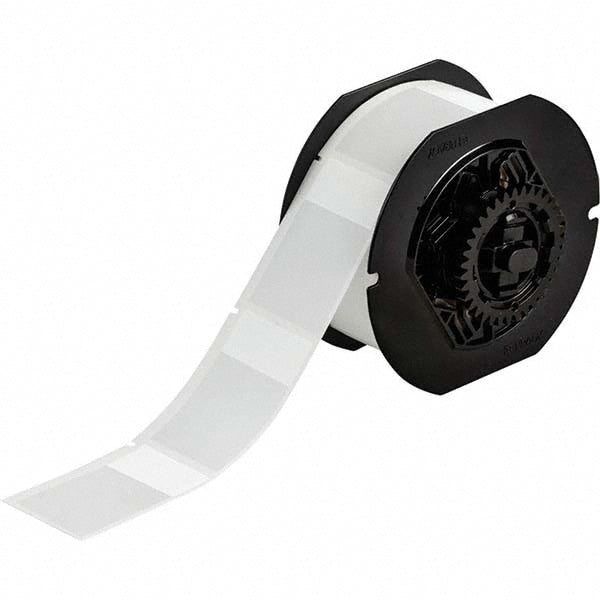 Label Maker Label: Clear & White, Vinyl, 1-3/4" OAW, 500 per Roll