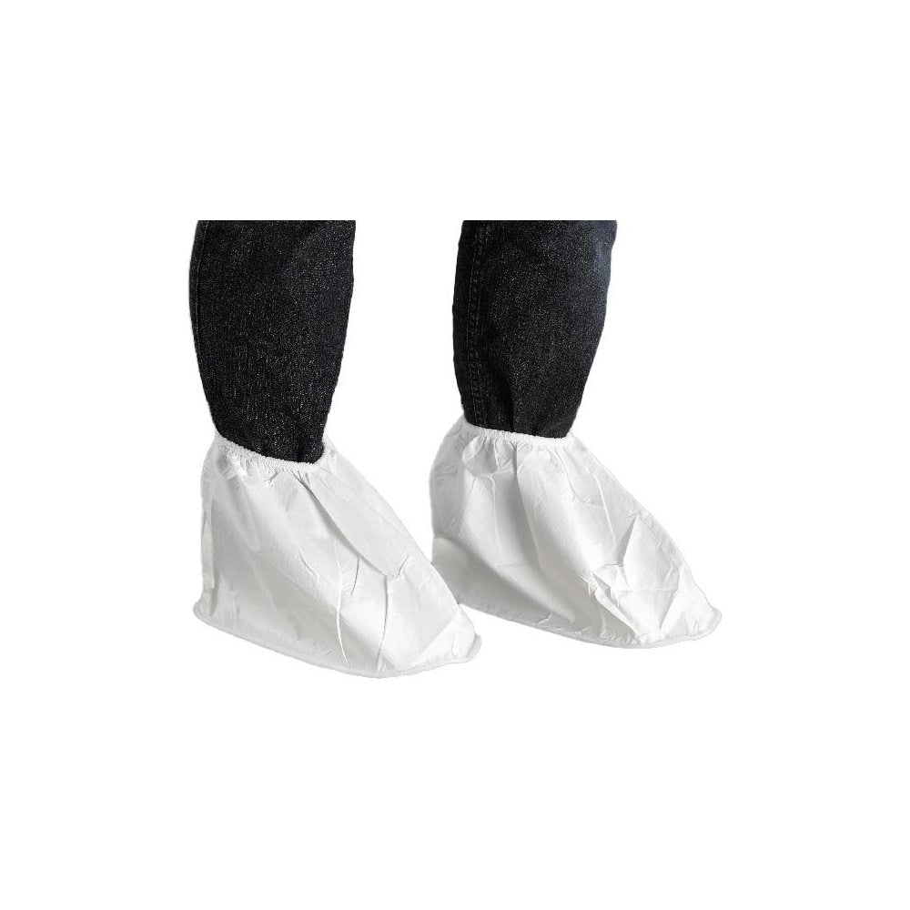 Boot Cover: Size 12-14, Chemical-Resistant, Microporous Polyethylene Laminate Non-Woven, White