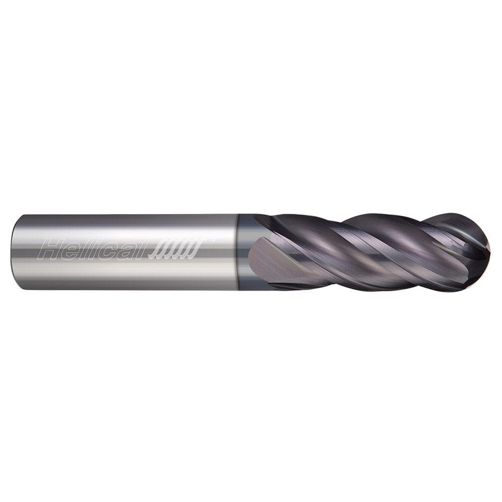 Ball End Mill: 1/2" Dia, 3-1/8" LOC, 4 Flute, Solid Carbide