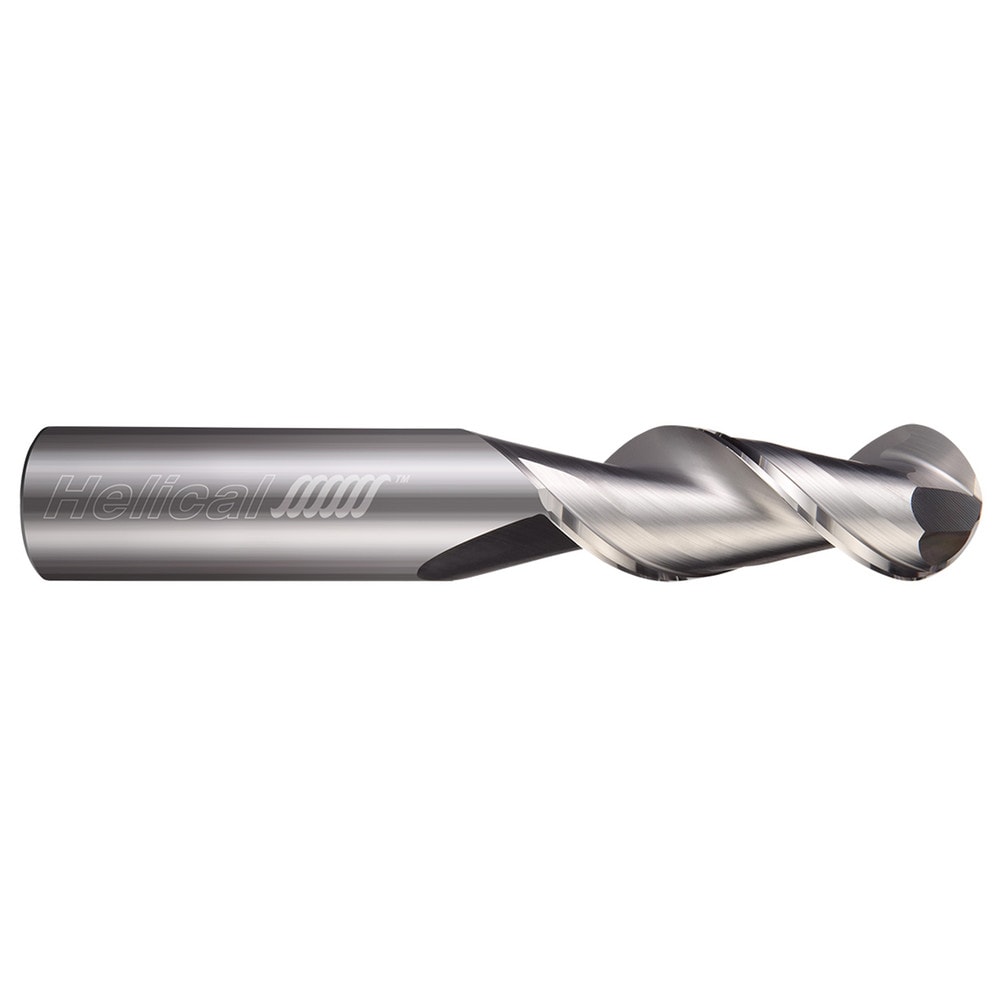 Ball End Mill: 1" Dia, 1-1/4" LOC, 2 Flute, Solid Carbide