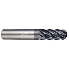 Ball End Mill: 3/16" Dia, 1" LOC, 6 Flute, Solid Carbide