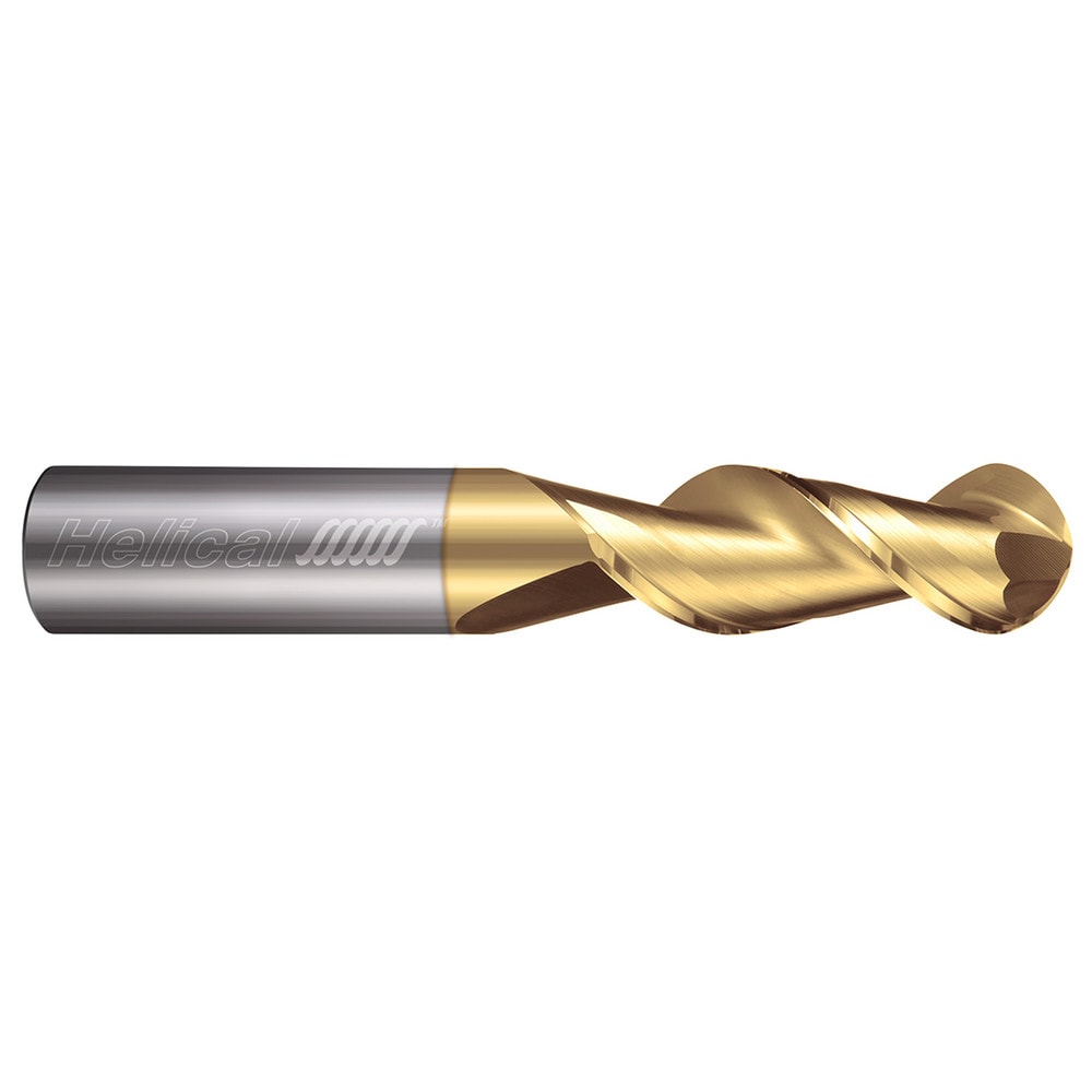 Ball End Mill: 1/4" Dia, 1-1/2" LOC, 2 Flute, Solid Carbide