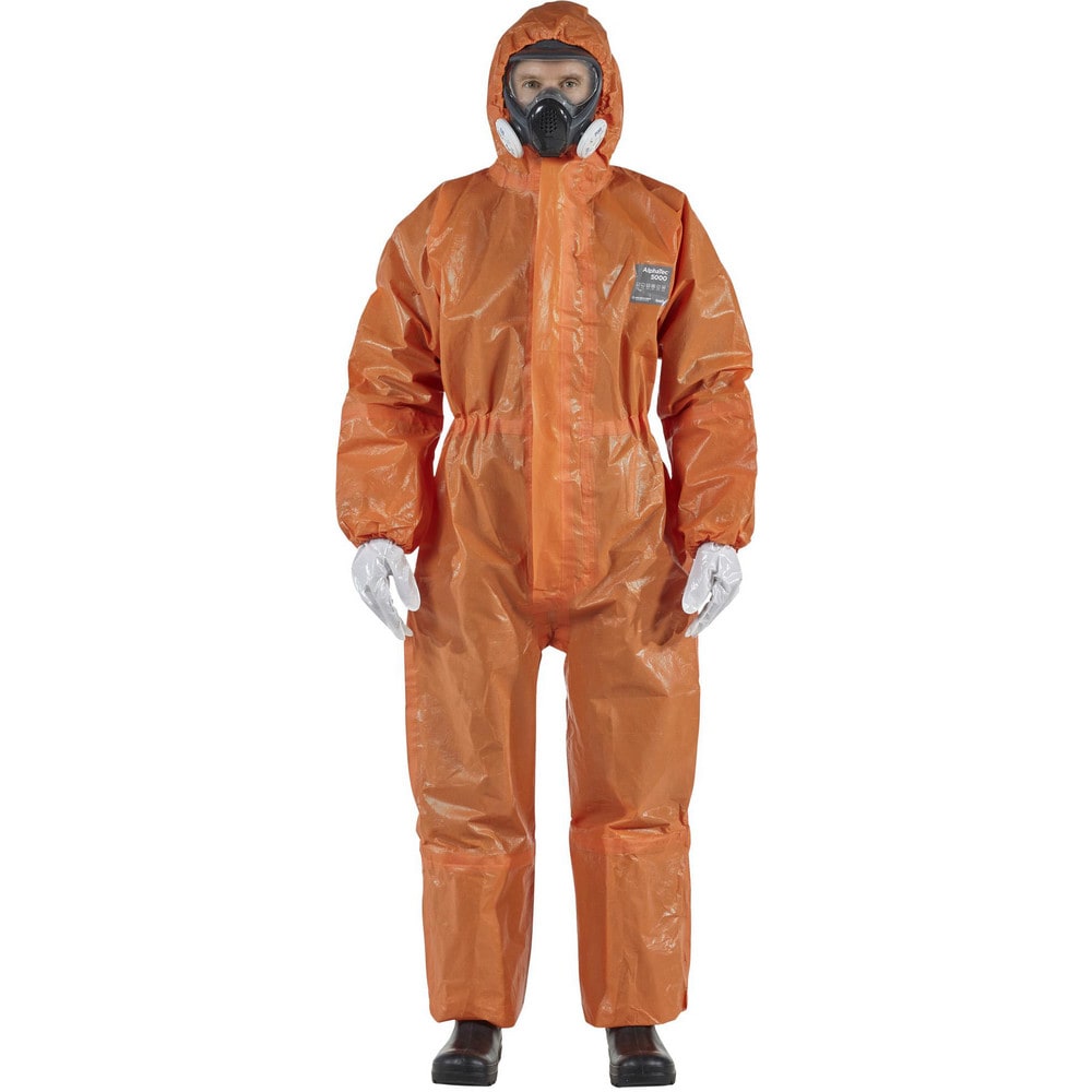 Disposable Coveralls: Size Medium, 0.2569 oz, Multi-Layer Non-Woven Barrier Laminate Fabric, Double Zipper & Elastic Closure