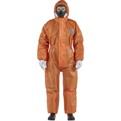 Disposable Coveralls: Size Small, 0.2569 oz, Multi-Layer Non-Woven Barrier Laminate Fabric, Double Zipper & Elastic Closure