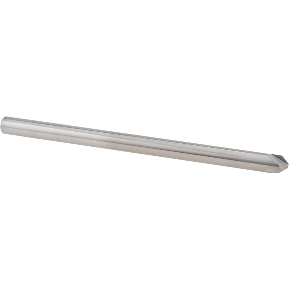 Chamfer Mill: 1/4" Dia, 1/4" Shank Dia, 45 deg, 3 Flute, Solid Carbide, Single End