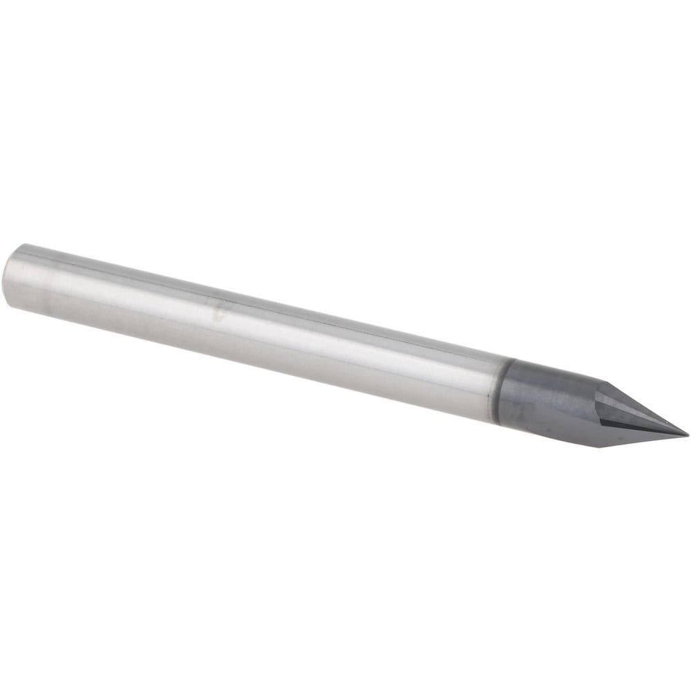 Chamfer Mill: 3/16" Dia, 3/16" Shank Dia, 22.5 deg, 2 Flute, Solid Carbide, Single End