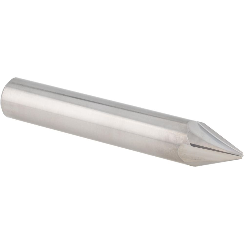 Chamfer Mill: 1/2" Dia, 1/2" Shank Dia, 22.5 deg, 4 Flute, Solid Carbide, Single End