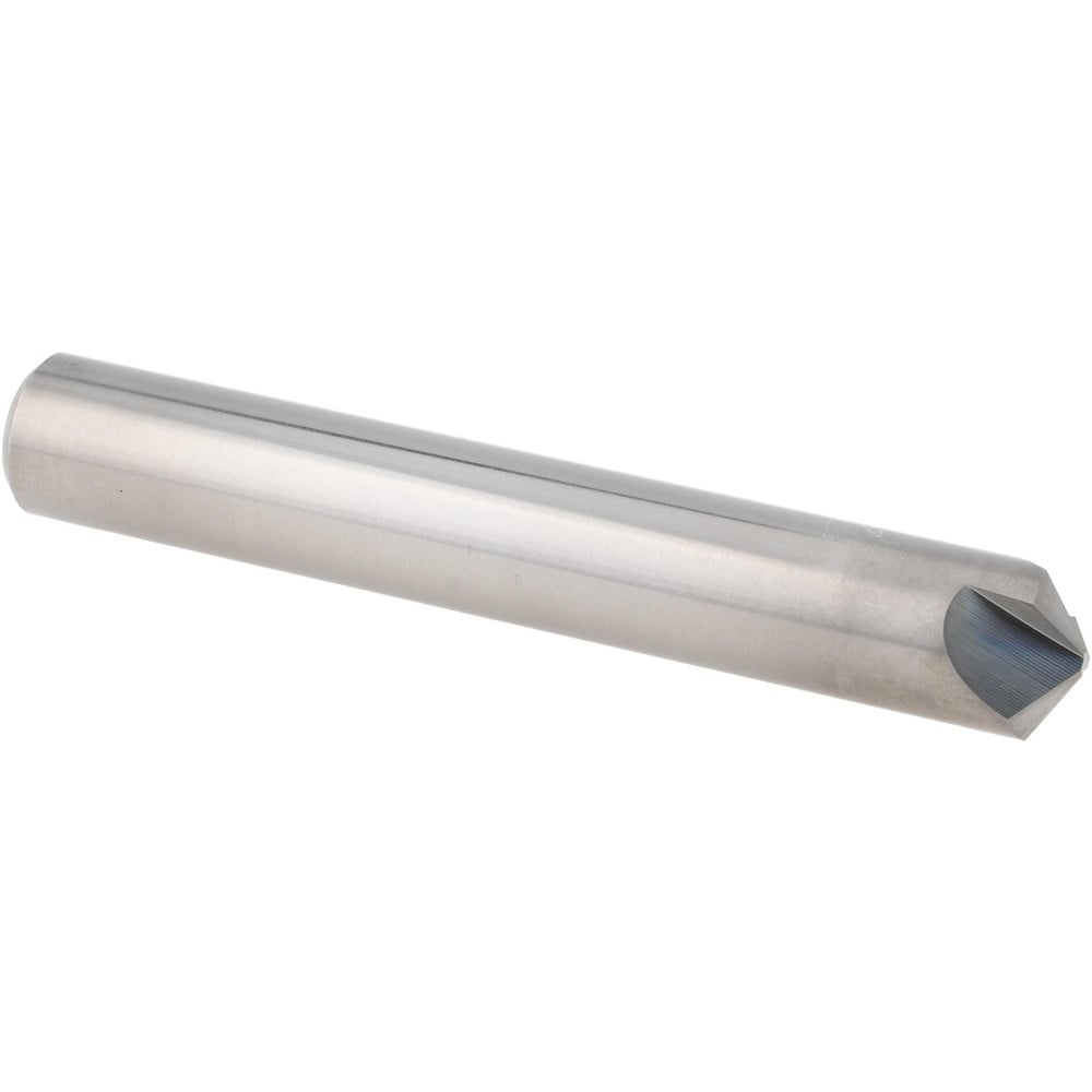 Chamfer Mill: 3/8" Dia, 3/8" Shank Dia, 60 deg, 3 Flute, Solid Carbide, Single End