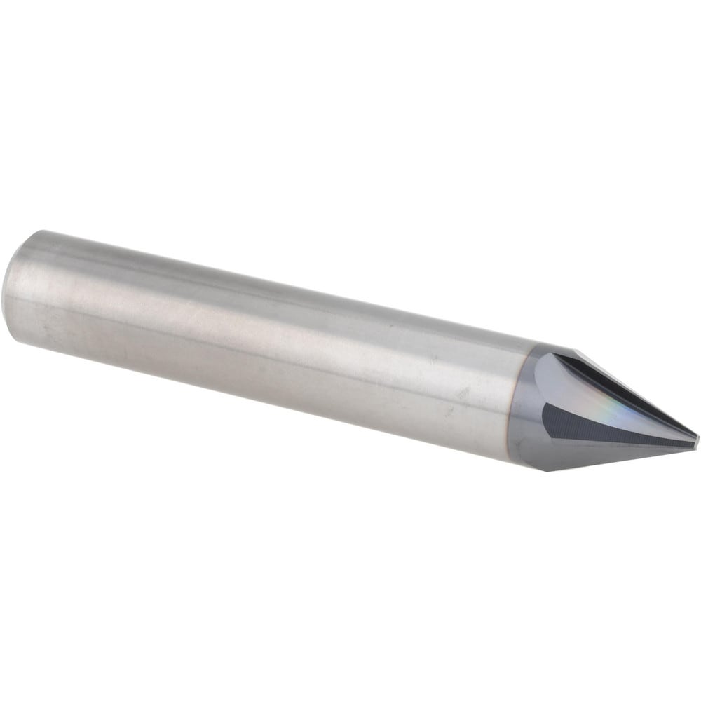 Chamfer Mill: 1/2" Dia, 1/2" Shank Dia, 22.5 deg, 4 Flute, Solid Carbide, Single End