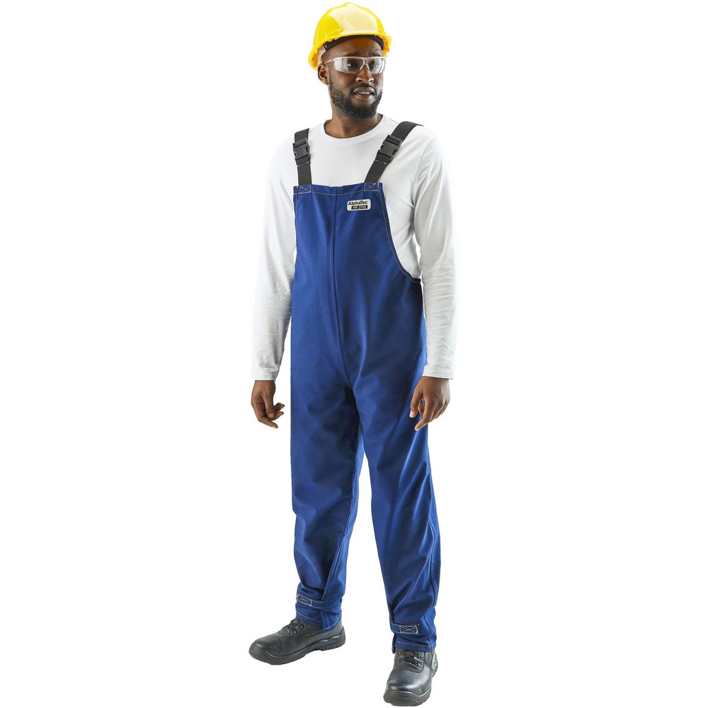 Non-Disposable Rain & Chemical-Resistant Overalls: Chemical, Size Medium, Blue, Nomex