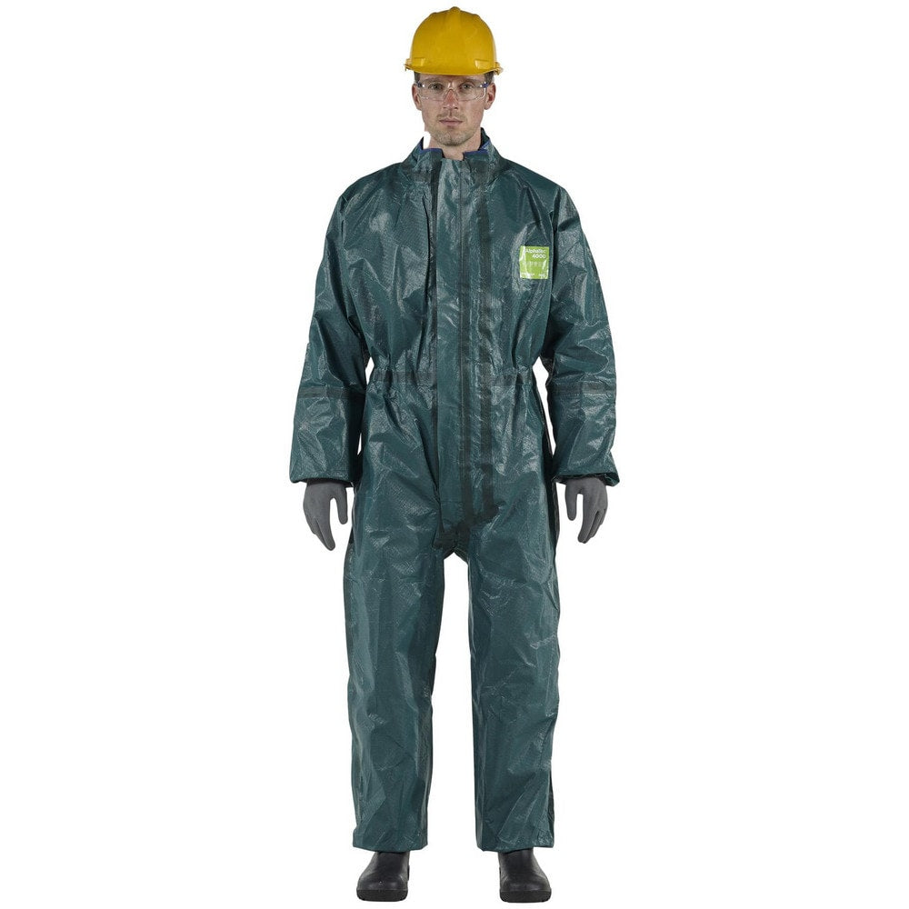 Disposable Coveralls: Size 4X-Large, 0.2569 oz, Multi-Layer Non-Woven Barrier Laminate Fabric, Double Zipper Closure