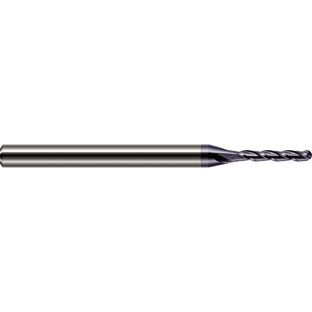 Ball End Mill: 0.0100" Dia, 0.0500" LOC, 4 Flute, Solid Carbide