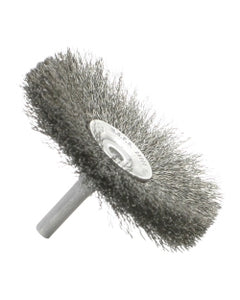 3″ Diameter × 0.312″ Width, Carbon Steel, 0.012″ Crimped Bristle, Wheel Brush