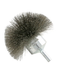 3″ Diameter × 1/4″ Shank Diameter × 1 1/2″ Trim Length, 0.020″ Crimped Bristle, Stainless Steel, Circular End Brush