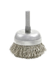 ‎0.006″ Bristle Dia., 1-3/4″ × 3/4″ Carbon Steel, Small Diameter Cup Brush
