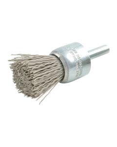 3/4″ Diameter × 1/4″ Shank Diameter × 7/8″ Trim Length, 0.012″ Abrasive Nylon Bristle, Aluminum Oxide, Solid End Brush