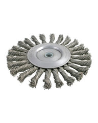 4″ Diameter × 3/8″ Width, Carbon Steel, 0.020″ Knotted Bristle, Wheel Brush