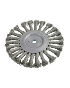 8″ Diameter × 3/4″ Width, Carbon Steel, 0.016″ Knotted Bristle, Wheel Brush