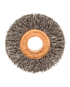 2″ Diameter × 3/8″ Width, Stainless Steel, 0.0104″ Crimped Bristle, Wheel Brush