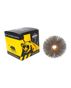 4″ Diameter × 3/4″ Width, 120 Grit, Aluminum Oxide, 0.040″ Crimped Bristle, Wheel Brush