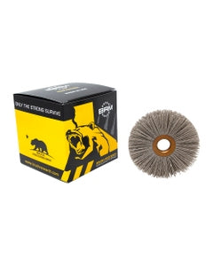 4″ Diameter × 3/4″ Width, 320 Grit, Aluminum Oxide, 0.022″ Crimped Bristle, Wheel Brush