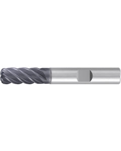 ‎Corner Radius End Mill; 5/8″ Dia. × 1-1/4″ LOC × 5/8″ Shank Dia. × 3-1/2″ OAL ; 5 FL ; Carbide ; AlCr ; 0.03″ R