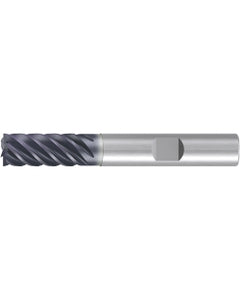 Square End Mill; 1″ Dia. × 2″ LOC × 1″ Shank Dia. × 5″ OAL ; 6 FL ; Carbide ; AlCr ; 0.012″ R