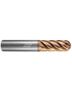 0.25″ Dia. × 0.25″ Shank × 1″ DOC × 3″ OAL, TPLUS, 6 Flute, Ballnose End Mill