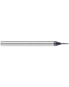 ‎1/64″ Dia. × 5/64″ LOC × 1/8″ Shank Size × 1-1/2″ OAL, 3 Flute, 10 Degrees Body Half Taper Angle, Carbide, AlTiN Nano, Ball, Tapered End Mill