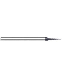 ‎1/64″ Dia. × 0.12″ LOC × 1/8″ Shank Size × 1-1/2″ OAL, 3 Flute, 5 Degrees Body Half Taper Angle, Carbide, AlTiN Nano, Square, Tapered End Mill