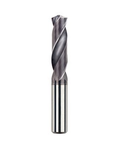 10.2 mm Dia. × 12 mm Shank × 55 mm Flute Length × 102 mm OAL, 3xD, TiAlCN, 2 Flute, Coolant Thru, h6, Cylindrical, Solid Carbide Drill Series/List #NG12