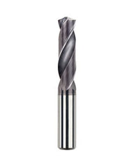 10.3 mm Dia. × 12 mm Shank × 55 mm Flute Length × 102 mm OAL, 3xD, TiAlCN, 2 Flute, Coolant Thru, h6, Cylindrical, Solid Carbide Drill Series/List #NG12