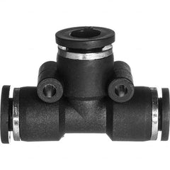 Value Collection - 1/2" OD, Nylon Push-to-Connect Union Tee - 150 Max psi, Black - Benchmark Tooling