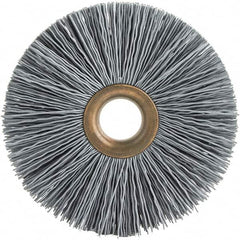 Brush Research Mfg. - 2" OD, 1/2" Arbor Hole, Crimped Abrasive Nylon Wheel Brush - 1/2" Face Width, 1/2" Trim Length, 20,000 RPM - Benchmark Tooling