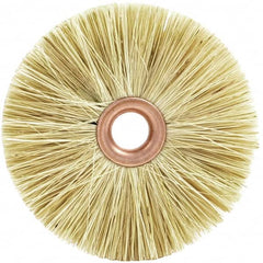 Brush Research Mfg. - 3" OD, 1/2" Arbor Hole, Crimped Tampico Wheel Brush - 3/8" Face Width, 1-1/16" Trim Length, 20,000 RPM - Benchmark Tooling