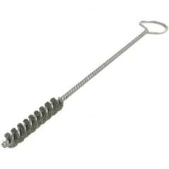 Brush Research Mfg. - 1" Diam Helical Stainless Steel Tube Brush - Single Spiral, 0.01" Filament Diam, 3" Brush Length, 12" OAL, 0.245" Diam Galvanized Steel Shank - Benchmark Tooling