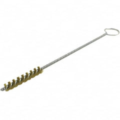 Brush Research Mfg. - 1" Diam Helical Brass Tube Brush - Single Spiral, 0.01" Filament Diam, 3" Brush Length, 12" OAL, 0.245" Diam Galvanized Steel Shank - Benchmark Tooling