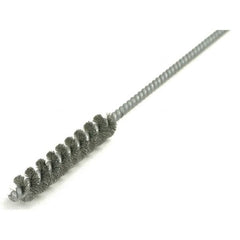 Brush Research Mfg. - 3/4" Diam Helical Steel Tube Brush - Single Spiral, 0.006" Filament Diam, 3" Brush Length, 34" OAL, 0.245" Diam Galvanized Steel Shank - Benchmark Tooling