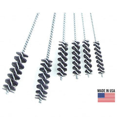 Brush Research Mfg. - 1-3/4" Diam Helical Nylon Tube Brush - Single Spiral, 0.292" Filament Diam, 3" Brush Length, 18" OAL, 0.292" Diam Galvanized Steel Shank - Benchmark Tooling