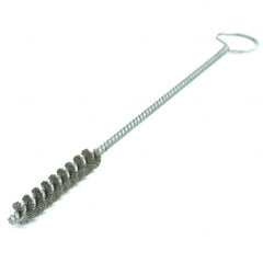 Brush Research Mfg. - 1" Diam Helical Steel Tube Brush - Single Spiral, 0.01" Filament Diam, 3" Brush Length, 12" OAL, 0.245" Diam Galvanized Steel Shank - Benchmark Tooling