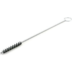 Brush Research Mfg. - 1/4" Diam Helical Nylon Tube Brush - Single Spiral, 0.008" Filament Diam, 2" Brush Length, 10" OAL, 0.097" Diam Galvanized Steel Shank - Benchmark Tooling