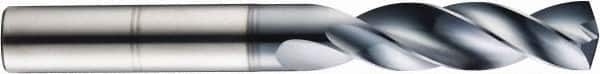 SGS - 11/16" 145° Solid Carbide Jobber Drill - TiN Finish, Right Hand Cut, Spiral Flute, Straight Shank, 5-5/8" OAL, Standard Point - Benchmark Tooling