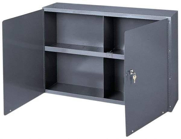 Durham - 1 Shelf Wall Storage Cabinet - Steel, 33-3/4" Wide x 8-1/2" Deep x 22-1/4" High, Gray - Benchmark Tooling