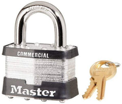 Master Lock - 1" Shackle Clearance, Keyed Alike Maximum Security Padlock - 3/8" Shackle Diam, Laminated Steel - Benchmark Tooling