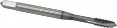 OSG - M4x0.70 Metric Coarse, 3 Flute, TiCN Finish, Vanadium High Speed Steel Spiral Point Tap - Plug Chamfer, Right Hand Thread, 2-1/8" OAL, 3/4" Thread Length, 0.168" Shank Diam, 6H Class of Fit - Exact Industrial Supply