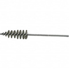 Brush Research Mfg. - 1.3" Diam Helical Steel Tube Brush - Single Spiral, 0.012" Filament Diam, 3-5/8" Brush Length, 10-1/2" OAL, 0.292" Diam Galvanized Steel Shank - Benchmark Tooling